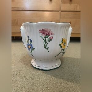 Vintage Tiffany And Co. Sintra Multicolored Floral Ceramic Jardiniere Planter